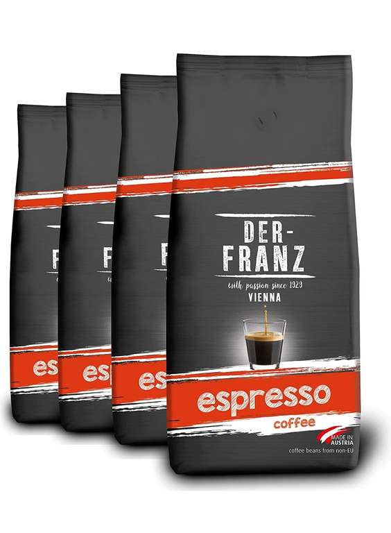 DER-FRANZ Espresso Coffee, Whole Bean, 1000 g (4-Pack) £17.99 @ Amazon ( £15.29/£17.09 subscribe and save)