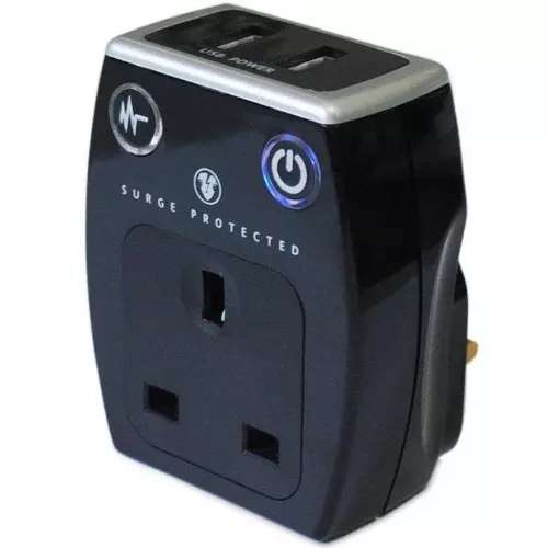 Masterplug USB Charger with Plug Through Surge Socket + 2 x 3.1A USB Ports - Black £10 @ MyMemory