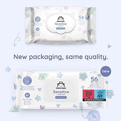 Mama Bear Sensitive Unscented Baby Wipes, 1008 Count (18 Packs of 56)