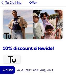 Bluelight Card Holders get additional 10% off Sainsburys Tu clothing ( on top of current 25% off) - including sale items