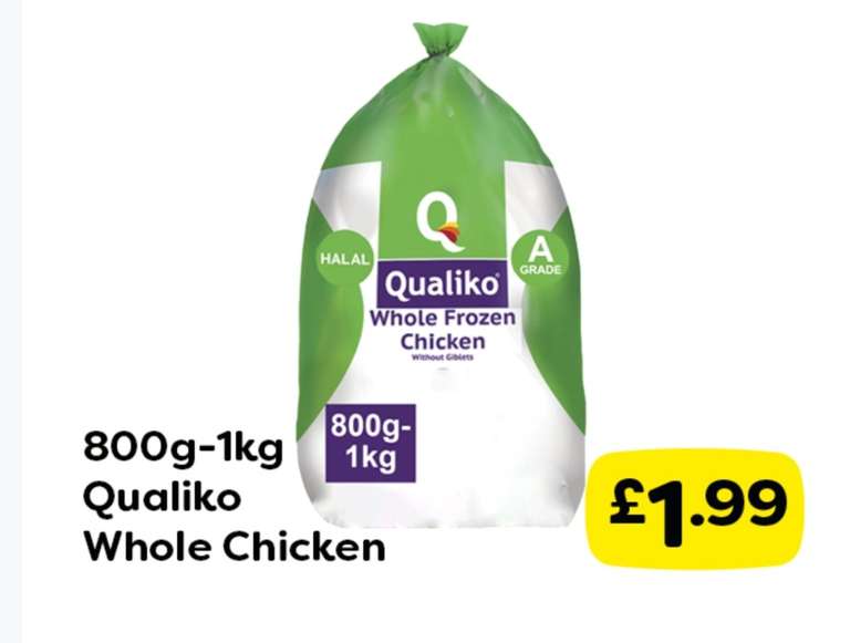 Qualiko Whole Chicken 800g-1kg Instore Farm Foods