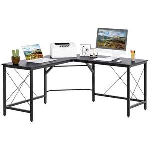 HOMCOM L-Shaped Corner Desk, Computer Desk, Workstation, Easy to Assemble, 150 x 150 x 76cm, Black sold and FB MH Star (with voucher code)