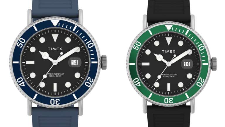 Timex Portside 43mm Black Green / Black Blue Resin Strap Watch with code