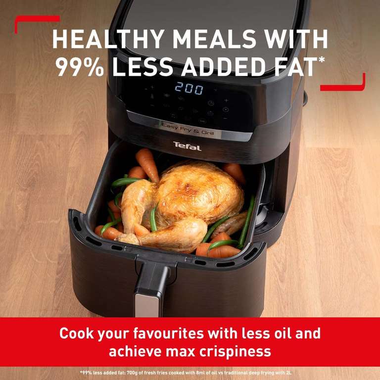Tefal Easy Fry Precision 2-in-1 Digital Air Fryer Grill 4.2 Litre Capacity 8 Programs EY5058, 1550W - Like New - Amazon Warehouse