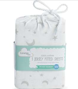 Moon and Stars Moses Basket Sheets - 3 Pack - Free C&C