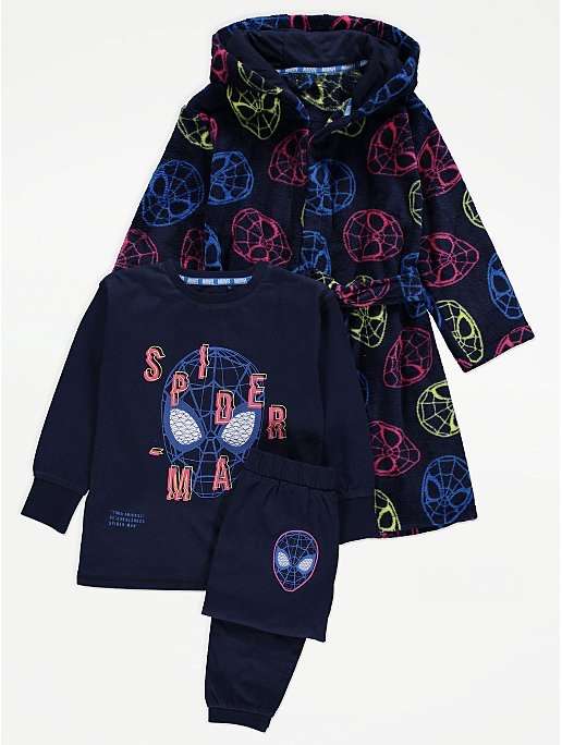 Marvel Spider-Man Dressing Gown and Pyjamas 3 Piece Set £10 Free Collection @ George (Asda)