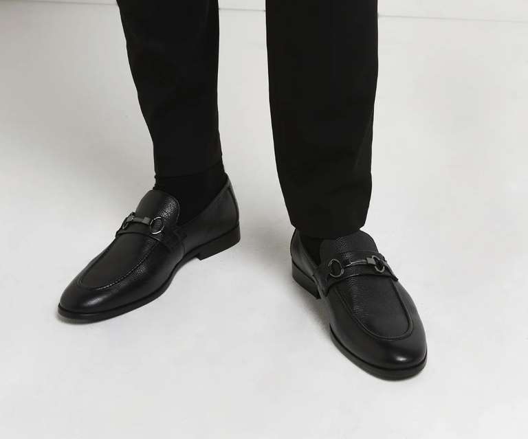 River Island Mens Loafers Black Snaffle Detail Leather slip on shoes £20 + free delivery @ Riverislandoutlet eBay