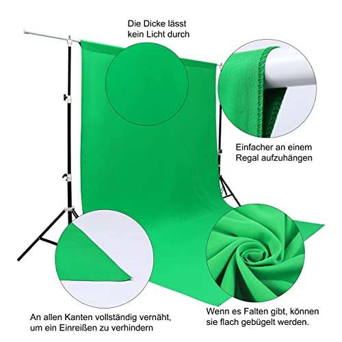 Miorkly Green Screen 1.8×2.8m Photo Backdrop with voucher Sold by Luoneng / FBA