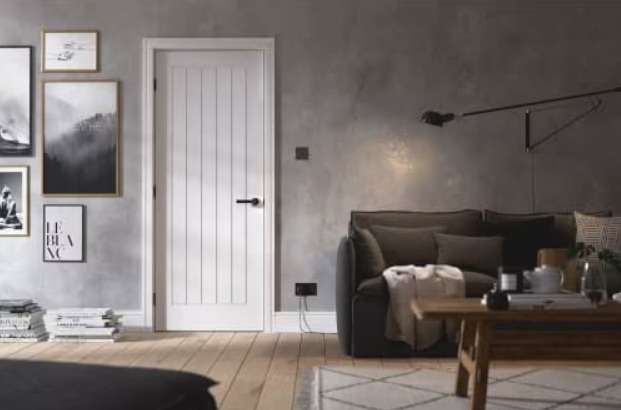 Wickes Geneva Cottage White Primed Solid Core Internal Door (1981 x 762mm) - Free Click & Collect