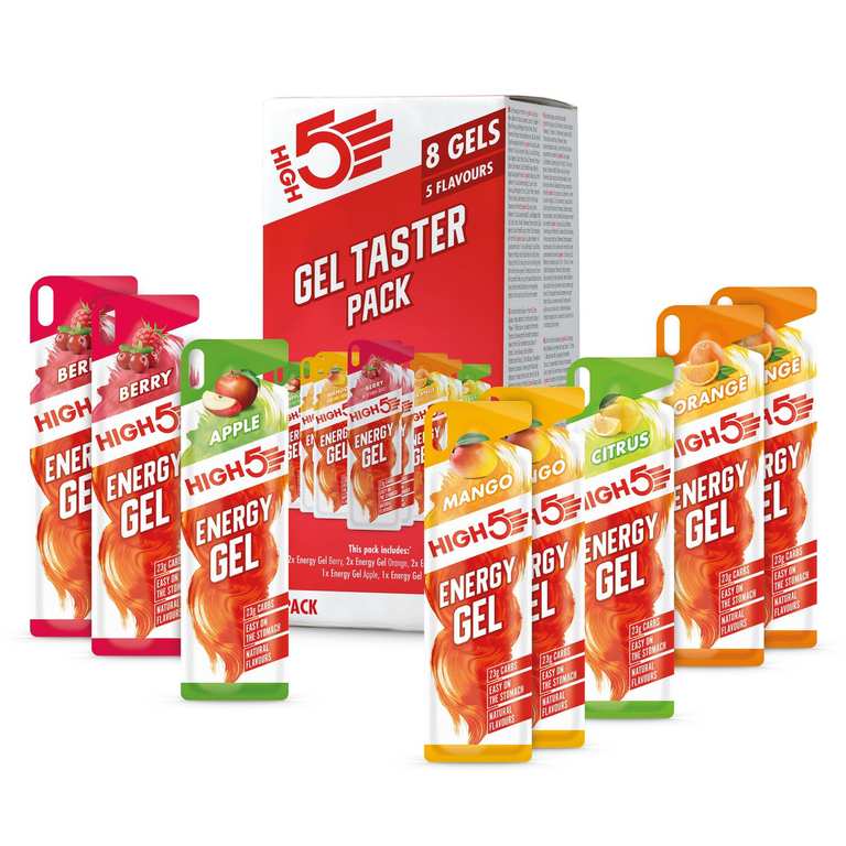 HIGH5 Energy Gel Pack - Running Gel for Quick Energy Release (Assorted Flavours, 8 x 40g) - S&S £3.40
