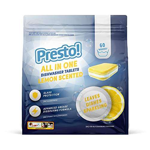 Amazon Presto! All in One Lemon Dishwasher Tablets, Pack of 2 x 60 - 120 washes £7.19 @ Amazon