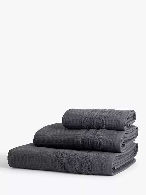 Supersoft 500gsm Pure Cotton Waffle Towels (Dark Steel / Navy) (Hand £5 / Bath T £7.50 / Bath S £10) (Free Click & Collect) @ John Lewis