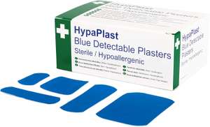 Safety First Aid D7010 HypaPlast Blue Detectable Catering Plaster, Assorted, Pack of 100 - (Subscribe & Save £2.97)