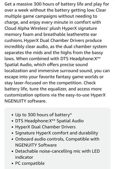 HyperX Cloud Alpha Wireless Gaming Headset 300-hour battery life DTS  Headphone Audio Dual Chamber Drivers Noise Canceling Mic - AliExpress