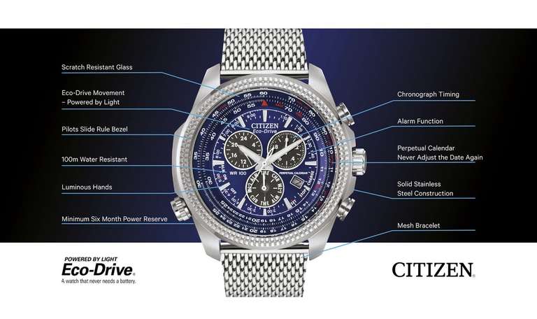 Citizen Eco-Drive Men's Stainless Steel Watch - £209.99 + Free Click and Collect @ Argos