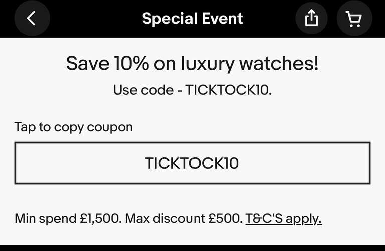 10 off luxury watches eBay hotukdeals