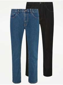 2 Pack - Mens Straight Fit Jeans (Waist 30 - 42) - Free C&C