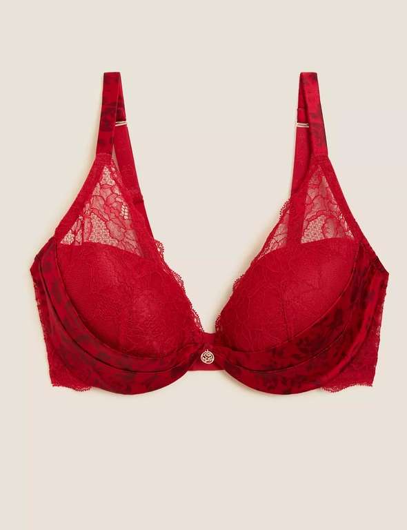 ROSIE Lace Wired Plunge Bra With Silk now £8.50 with Free click and collect from Marks and Spencer