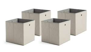 Habitat Set of 4 Woven Linen Squares Boxes - Grey - Free C&C