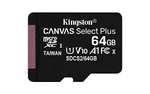 2 X 64GB Kingston Canvas Select Plus microSD Card Class 10 (2 x cards, SD Adapter Included) - £8.95 Sold by Hitcouk and Fulfilled by Amazon