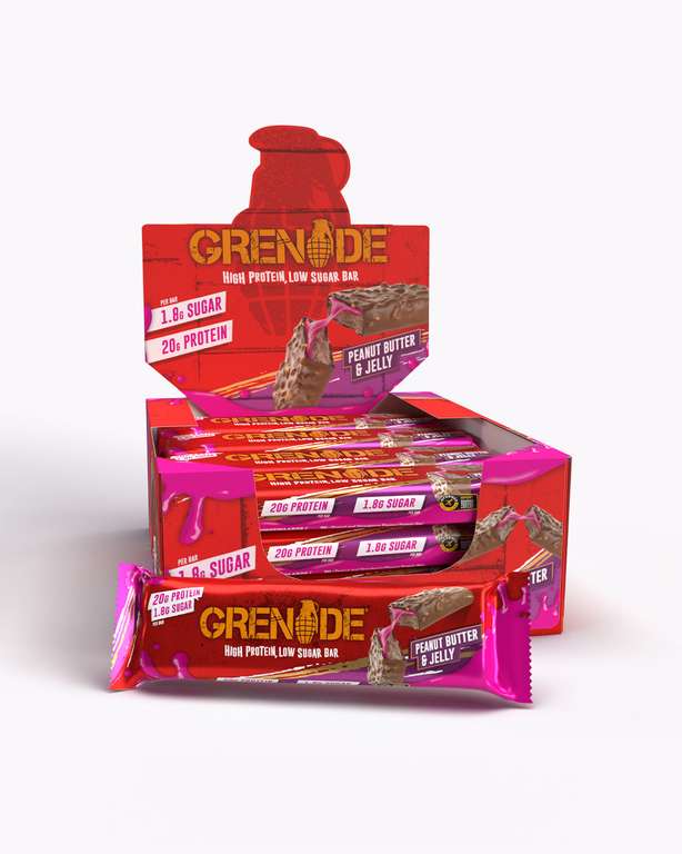 36x Grenade Peanut Butter And Jelly Protein Bar w/code( £1.12 each)
