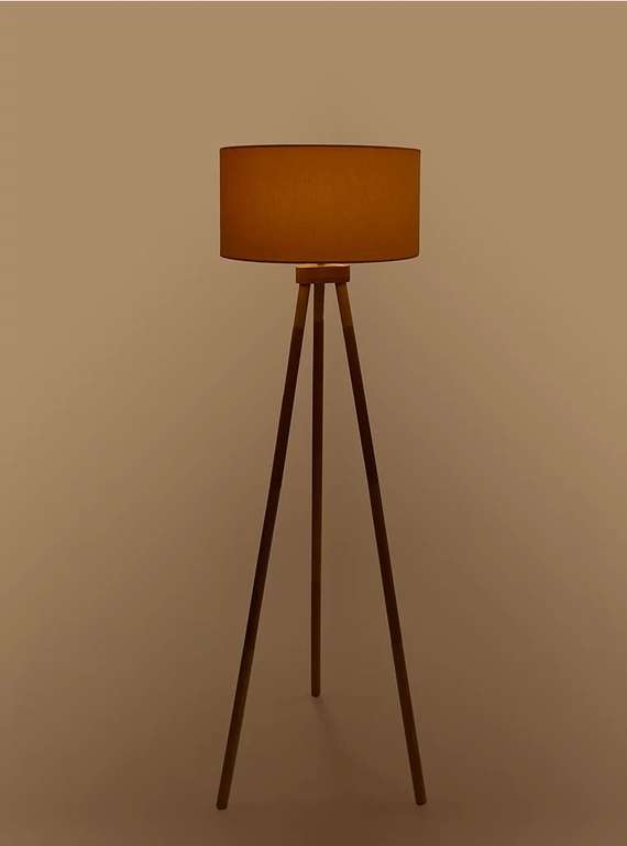Yellow Wooden Tripod Floor Lamp further reduced + free click & collect