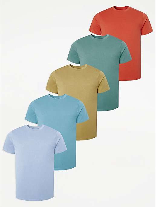 5 Pack - 100% Cotton T-Shirts (Slim or Muscle Fit / S - XXL) - £8 + Free Click & Collect @ George Asda