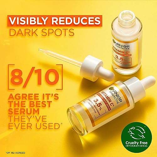 Garnier Vitamin C Serum for Face, Anti-Dark Spots & Brightening Serum, 3.5% Vitamin C, Niacinamide, Salicylic Acid & Lemon Extract
