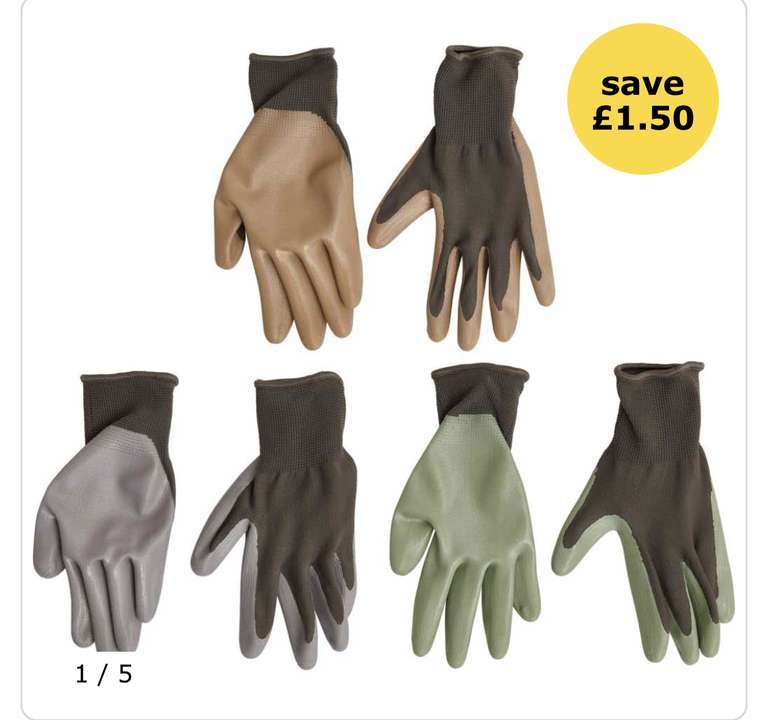 Wilko Medium Seed and Weed Garden Gloves 3 Pack - Free Click & Collect