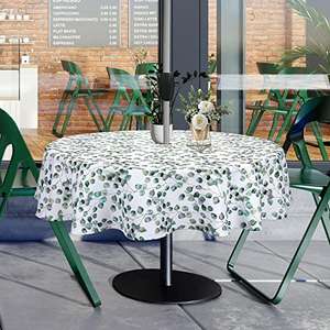 Qucover Outdoor Tablecloth Polyester Leaf Pattern Wipeable Tablecloth Round 150cm with voucher - Unimall EU FBA