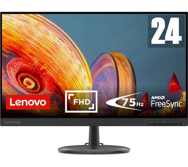 LENOVO C24-25 Full HD 23.8" VA LCD Monitor - Black (Adjustable Tilt, 4ms, HDMI, VGA, 75Hz) - £89 Free Collection @ Currys