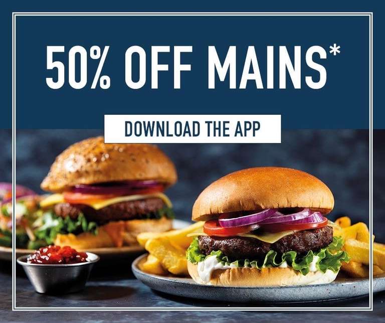 Half Price Main Meals (Monday - Thursday) via app voucher @ Ember Inns