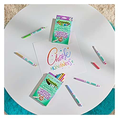 CRAYOLA Colours of Kindness Washable Fine Line Markers - Assorted Colours (Pack of 10) | Colours That Represent Good Feelings