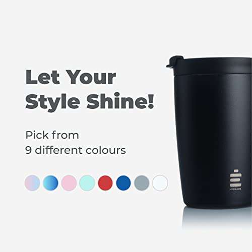 HYDRATE Black Stainless Steel Thermal Mug, Leak-proof Lid, 340ml