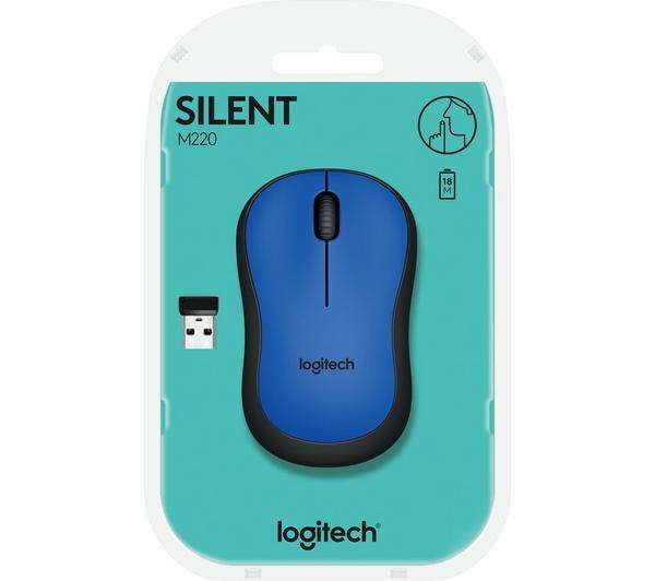 LOGITECH M220 Silent Wireless Optical Mouse - Blue - £10.97 Free Collection @ Currys