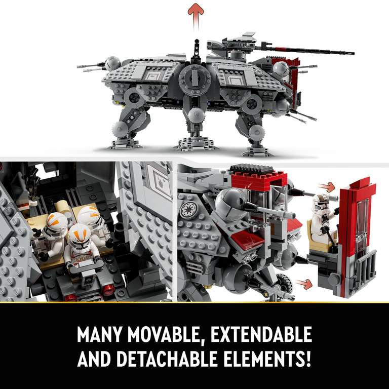 LEGO 75337 Star Wars AT-TE Walker Revenge of the Sith Set - with 3 212th Clone Troopers, Dwarf Spider & Battle Droid Figures (7 minifigs)