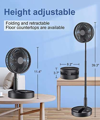 LBSTP Portable Standing Rechargeable Pedestal Fan - 7.5 Inch 4 Speeds Remote Control 7200 mAh Battery USB with voucher - GUOHAN LIMITED FBA