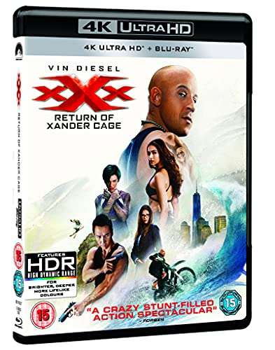 XXX: The Return Of Xander Cage - 4K Ultra HD Blu-ray [2017] [Region Free] £4.66 sold and dispatched by @ amazon.co.uk