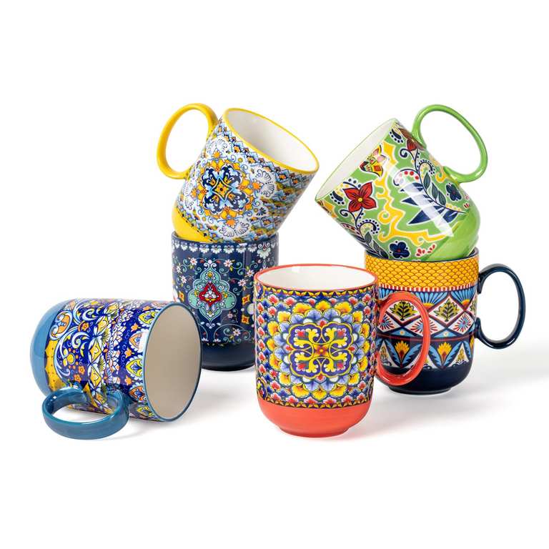HENXFEN LEAD Porcelain Coffee Mugs with Handle 410ml, Colourful, 6 Pack - Sold by HenxfenLead FBA