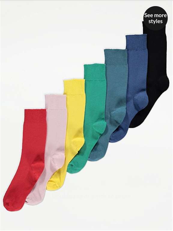 Colourful Feel Fresh Ankle Socks 7 Pack (Size 6-8.5) for £4 + free collection @ George