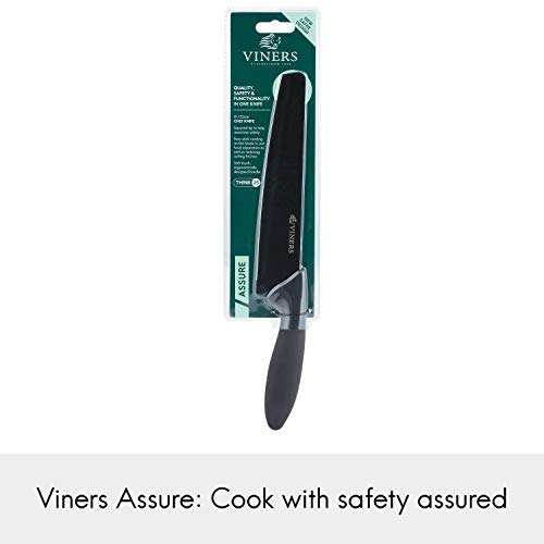Viners Assure 8” Stainless Steel Chef Soft Grip Handle Safety Kitchen Knife, Black