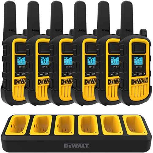 DEWALT DXPMR800 Heavy Duty Professional Walkie Talkie PMR Radio with Up to 15 Floors/10km Range (6 Pack + Gang Charger) £122.47 @ Amazon