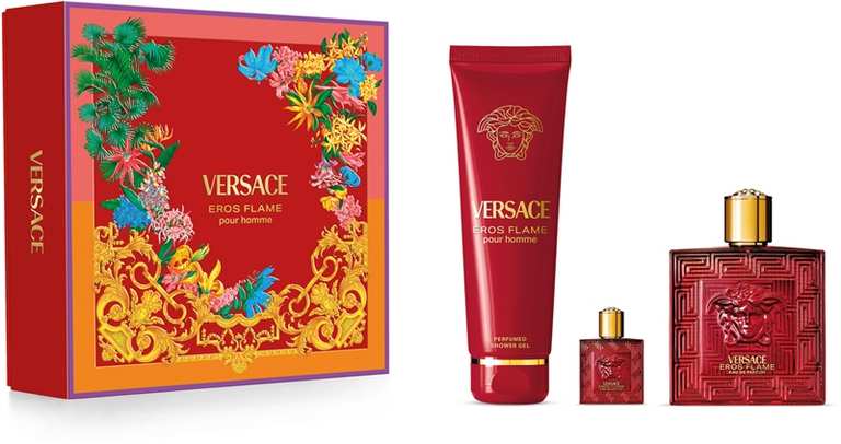 Versace Eros Flame Gift Set (Eau de parfum 100ml + Mini EDP 5ml + Shower gel 150ml) with code via App (£48.33 website code HOTDEAL)