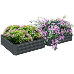 OUTSUNNY Set of 2 Raised Garden Bed Galvanised Steel Planter Boxes Easy Setup - Sold & Delivered by MH STAR