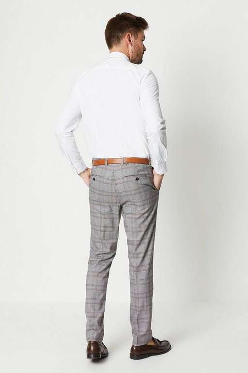 BURTON Skinny Fit Brown Retro Check Suit Trouser with Free Delivery using Code