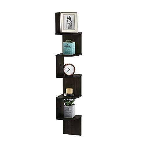 FURINNO Wall Mounted Shelves, Wood, Espresso, one size
