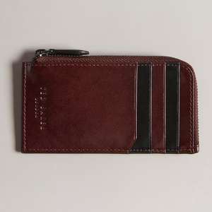 Ted Baker 100% Leather Nanns Contrast Detail Zip Around Cardholder, Red/Green (with code)