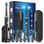 Sonic Electric Toothbrush, Rechargeable with 6 Brush Heads, 5 Cleaning Modes, Travel Case £9.99 (Black/Pink/Purple or White) @ Amazon