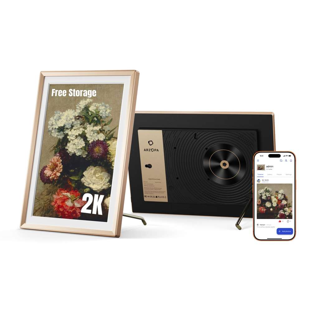 ARZOPA 2K Digital Picture Frame 14 Inch Free Cloud Storage QHD Anti ...