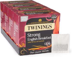 Twinings English Strong Breakfast Tea, 320 Tea Bags (4 x 80 Tea Bags) £12.80 (£10.80 Subscribe & Save) -15% voucher = £9.00 @ Amazon